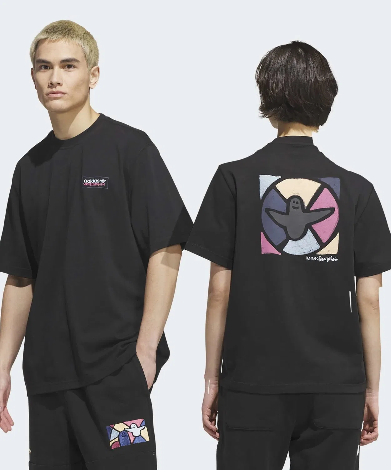 Мужская футболка с коротким рукавом, свободного кроя, Skateboarding × Mark Gonzales Modernist Adidas, Black