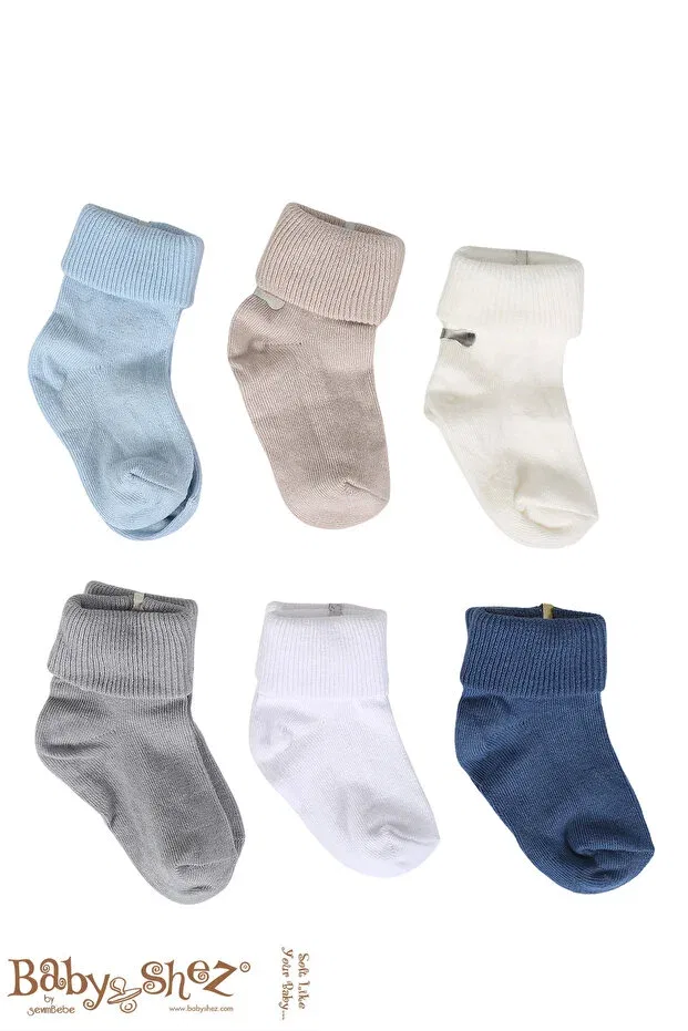 Детский комплект носков для новорожденных хлопковый Organic baby socks set Baby Shez, Blue — фото 4