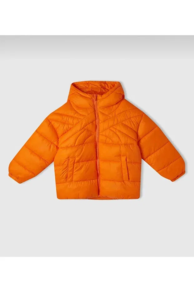 Детский зимнее пуховик для девочек с длинным рукавом Benetton, Orange United Colors Of Benetton