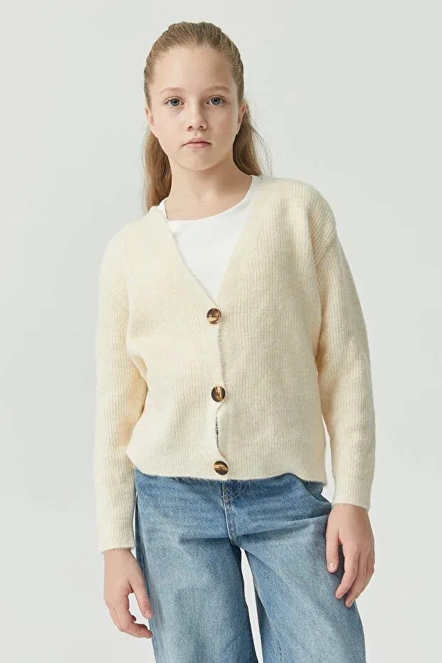 Детский кардиган для девочек из трикотажа Paulmark, Beige