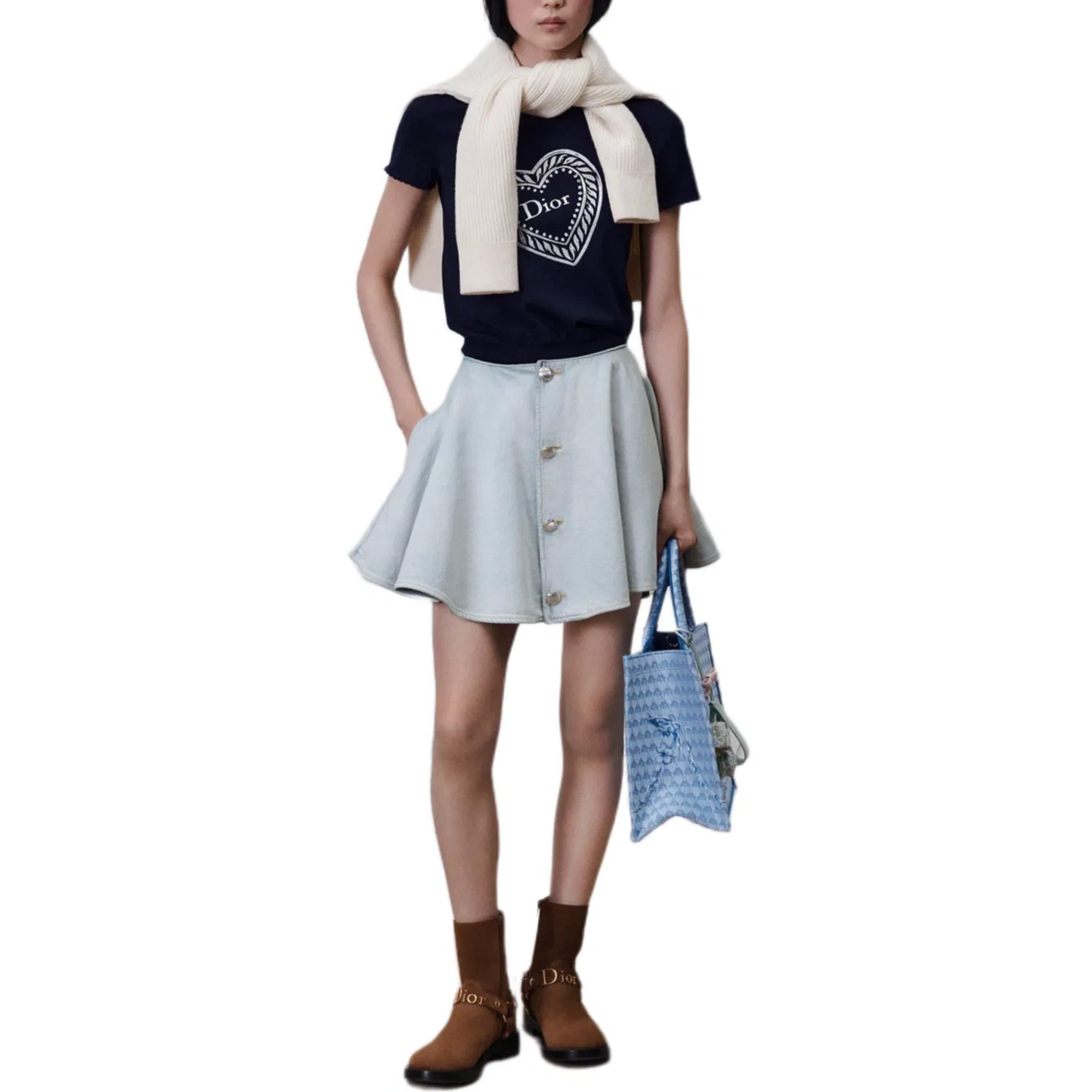 Женский свитер оверсайз с круглым вырезом Marine Blue DIOR, Marine Blue — фото 4