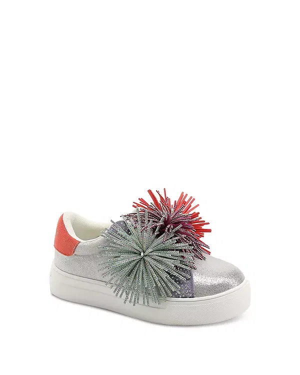 Детские кроссовки для девочек с бахромой Mini Laney Fringed Leather Sneakers Kurt Geiger London, мультиколор