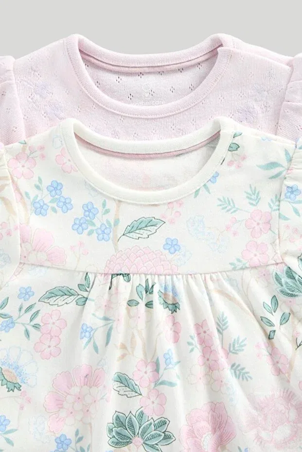 Детский комплект футболок с коротким рукавом с цветочным принтом Mothercare, Lilac — фото 3