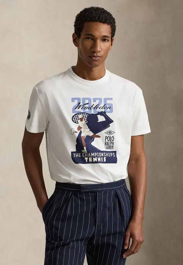 Футболка хлопковая Wimbledon classic fit graphic t-shirt Polo Ralph Lauren, белый