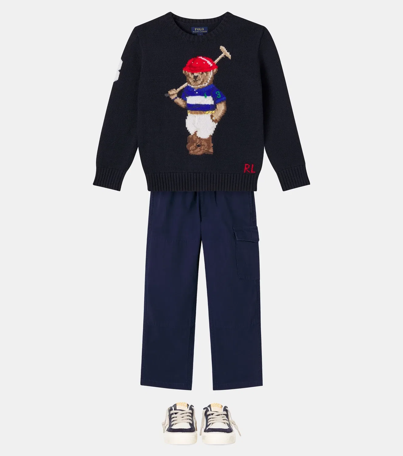 Свитер хлопковый с мишкой Polo Ralph Lauren Kids, синий — фото 2