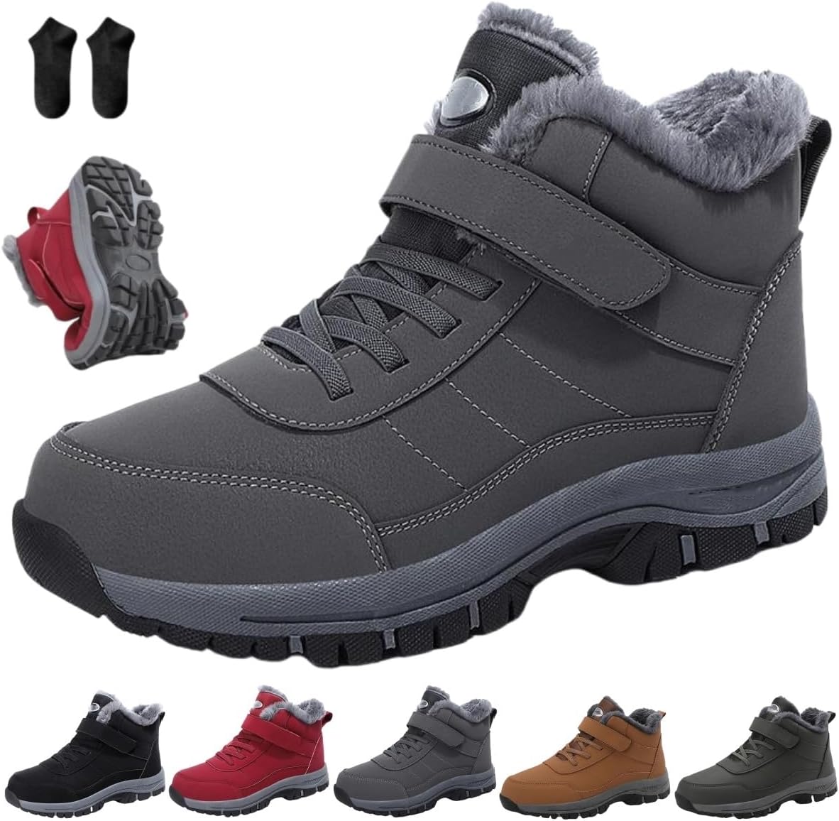 

Эргономичные зимние ботинки, амортизирующие ортопедические ботинки для альпинизма для женщин и мужчин Generic, серый