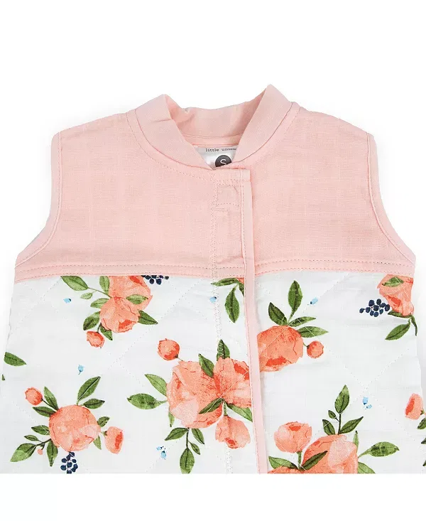 Детский спальный мешок с подкладкой из полиэстера модель Unisex cotton muslin quilted sleep bag Little Unicorn, Watercolor Roses — фото 2