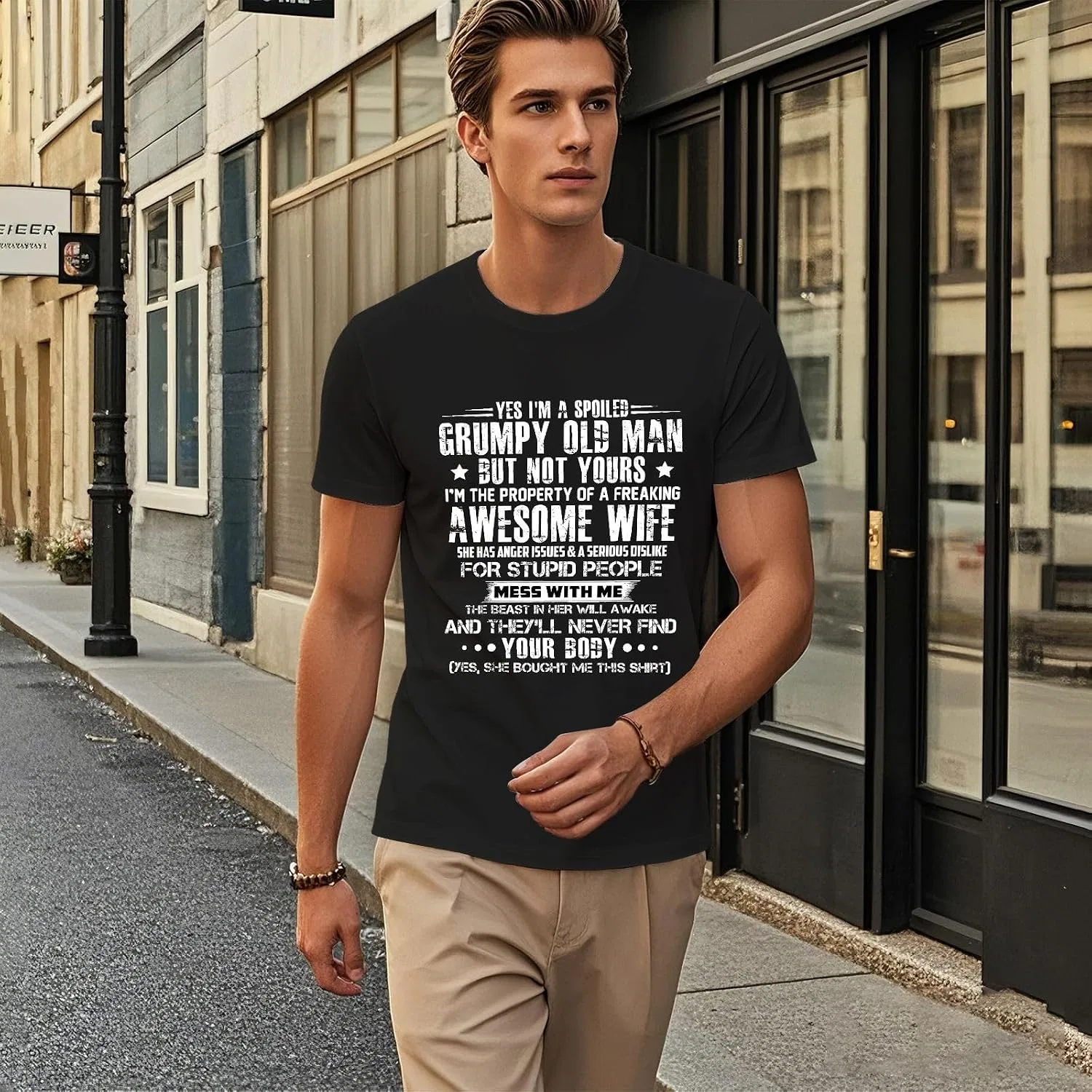Женская футболка с принтом Walk Away I Am A Grumpy Old Lady Shirt-003, Allblack — фото 4