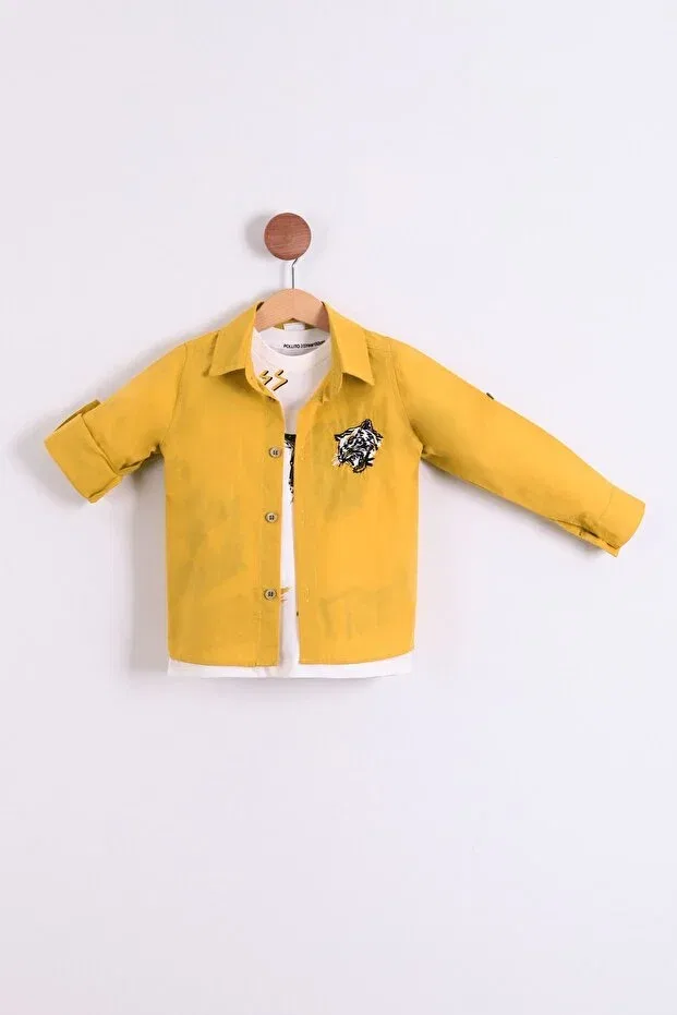 Детский комплект рубашек и футболок с принтом Basics Pollito, Light Mustard