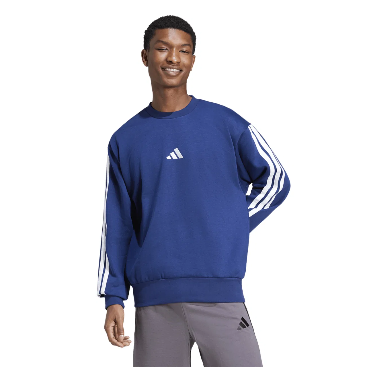 Мужской свитшот Essentials 3-Stripes Fleece Adidas, цвет Dark Blue/White