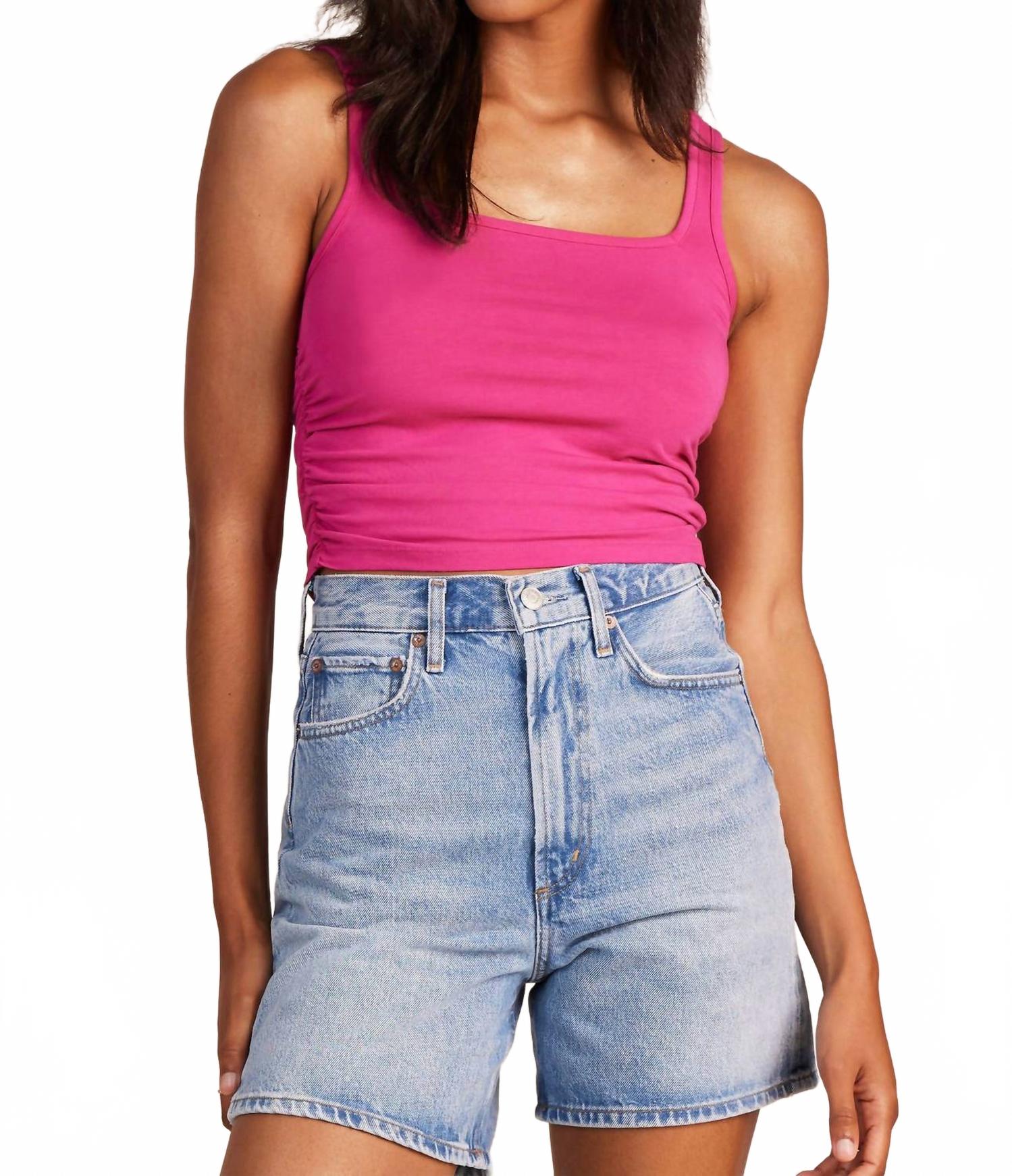 

Bobi Женский топ с присборенными боками, розовый