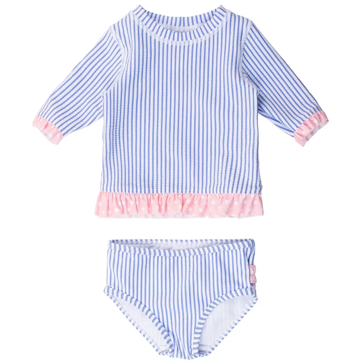 Детский бикини-комплект для девочек с длинным рукавом RuffleButts, Periwinkle Blue