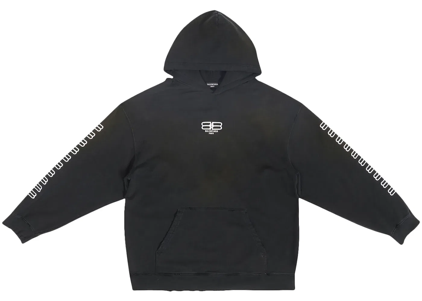 Мужской худи с принтом Balenciaga BB Paris Icon Medium Fit Hoodie, Black/White