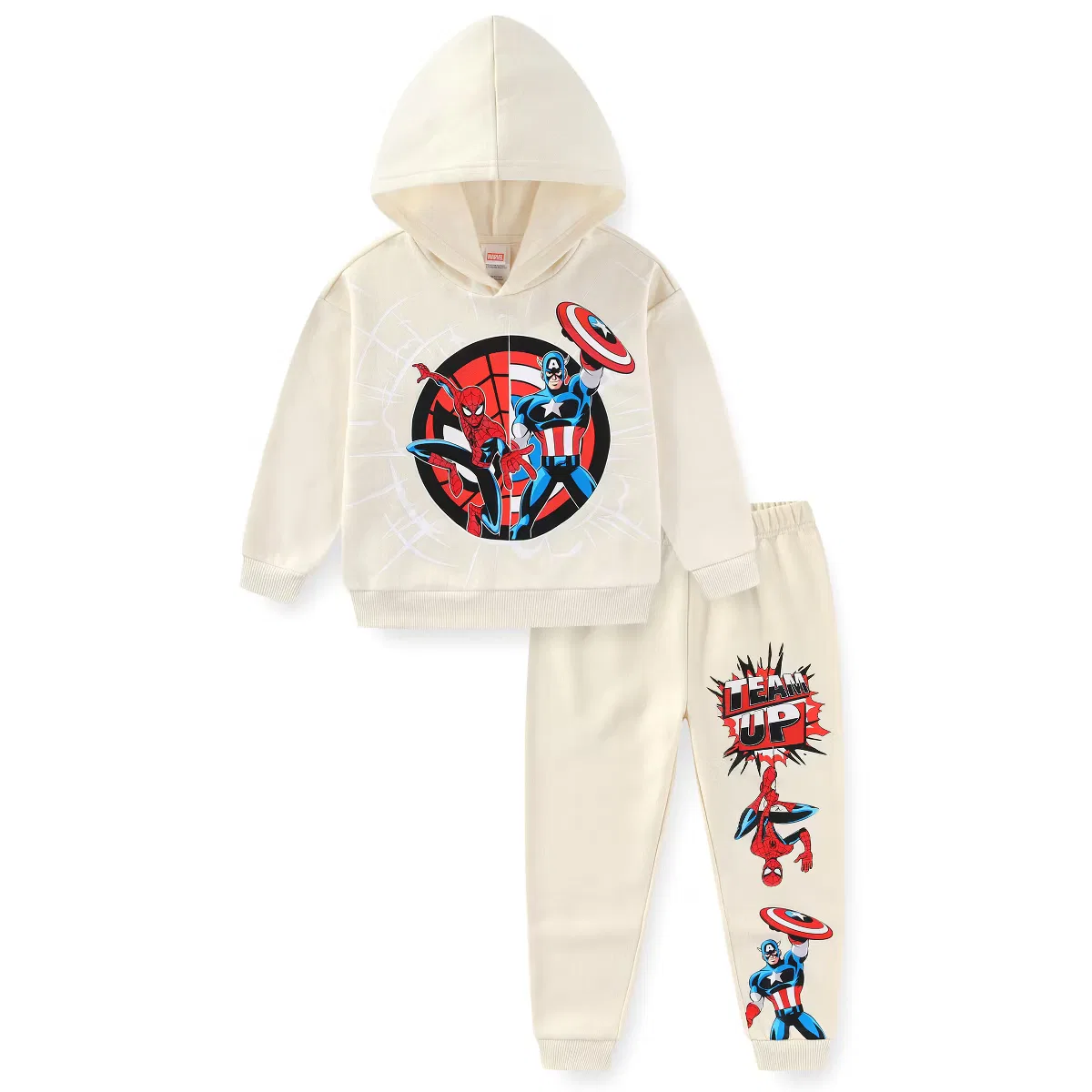 Комплект одежды для мальчиков с принтом Marvel Spider-Man Captain America Avengers, Beige