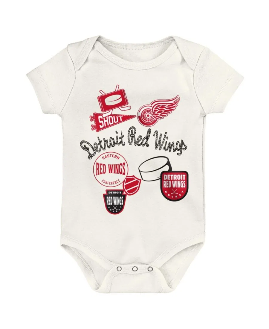 Комплект боди с коротким рукавом для малышей, с принтом Detroit Red Wings Outerstuff, Cream — фото 3