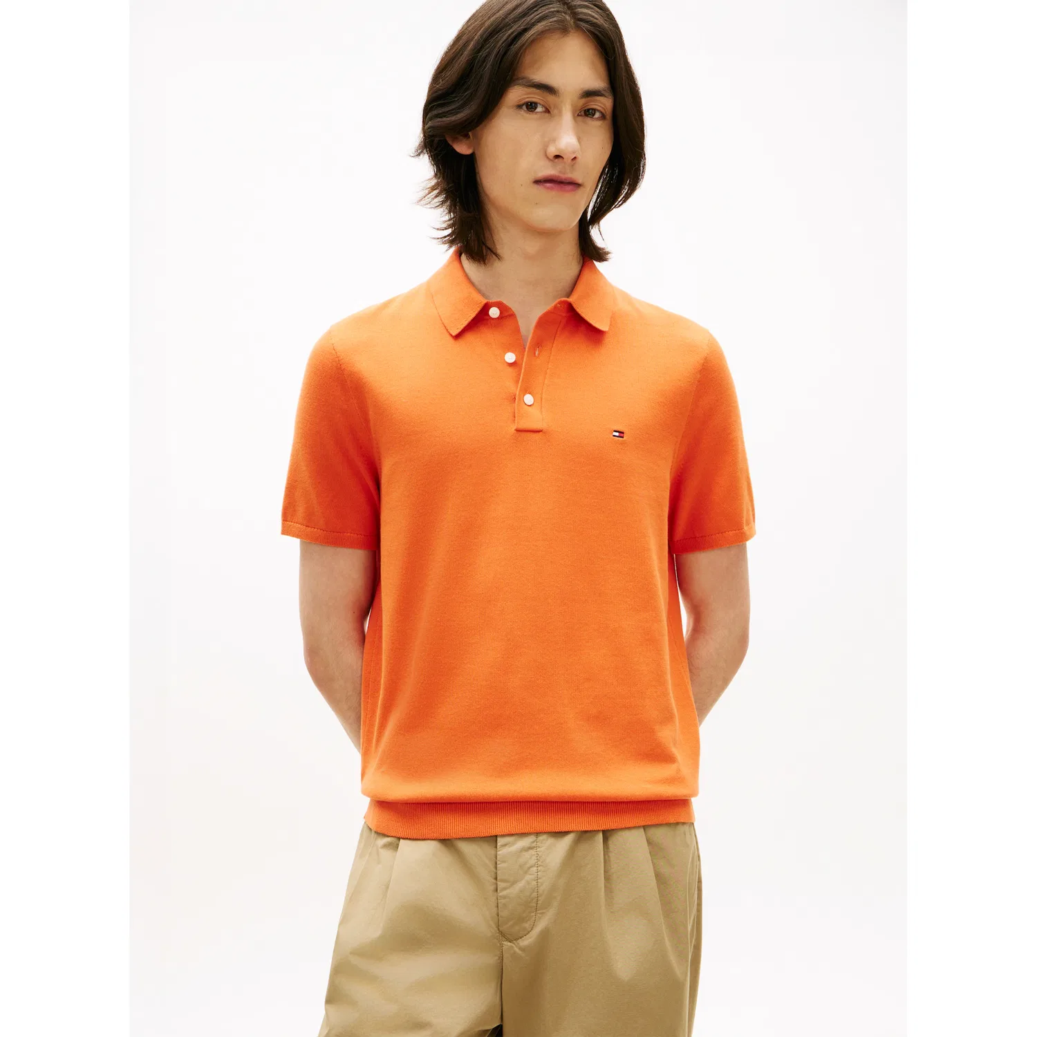Мужское поло из хлопкового трикотажа Essential Cotton Knitted Tommy Hilfiger, Orange