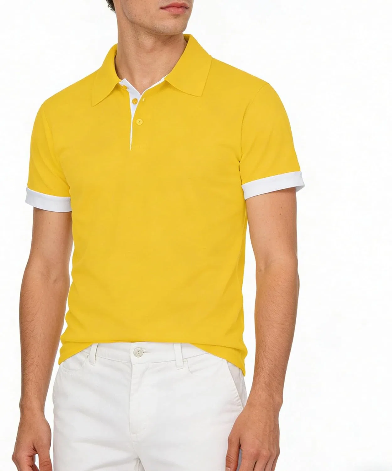Мужское поло с коротким рукавом, Slim Fit, жёлтый — фото 3