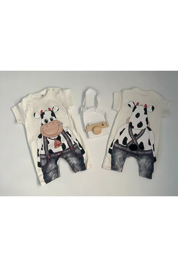 Детский комбинезон для девочек с принтом Animal Figured Baby Rompers Minibird Baby, Cream