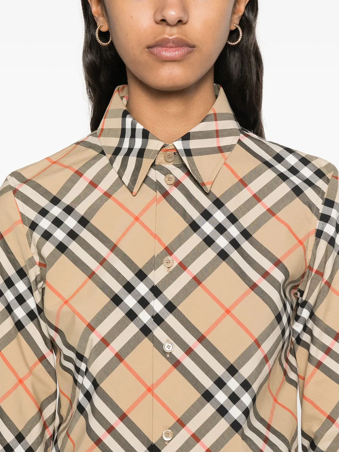 Рубашка из органического хлопка и перламутра Burberry, нейтральные — фото 2
