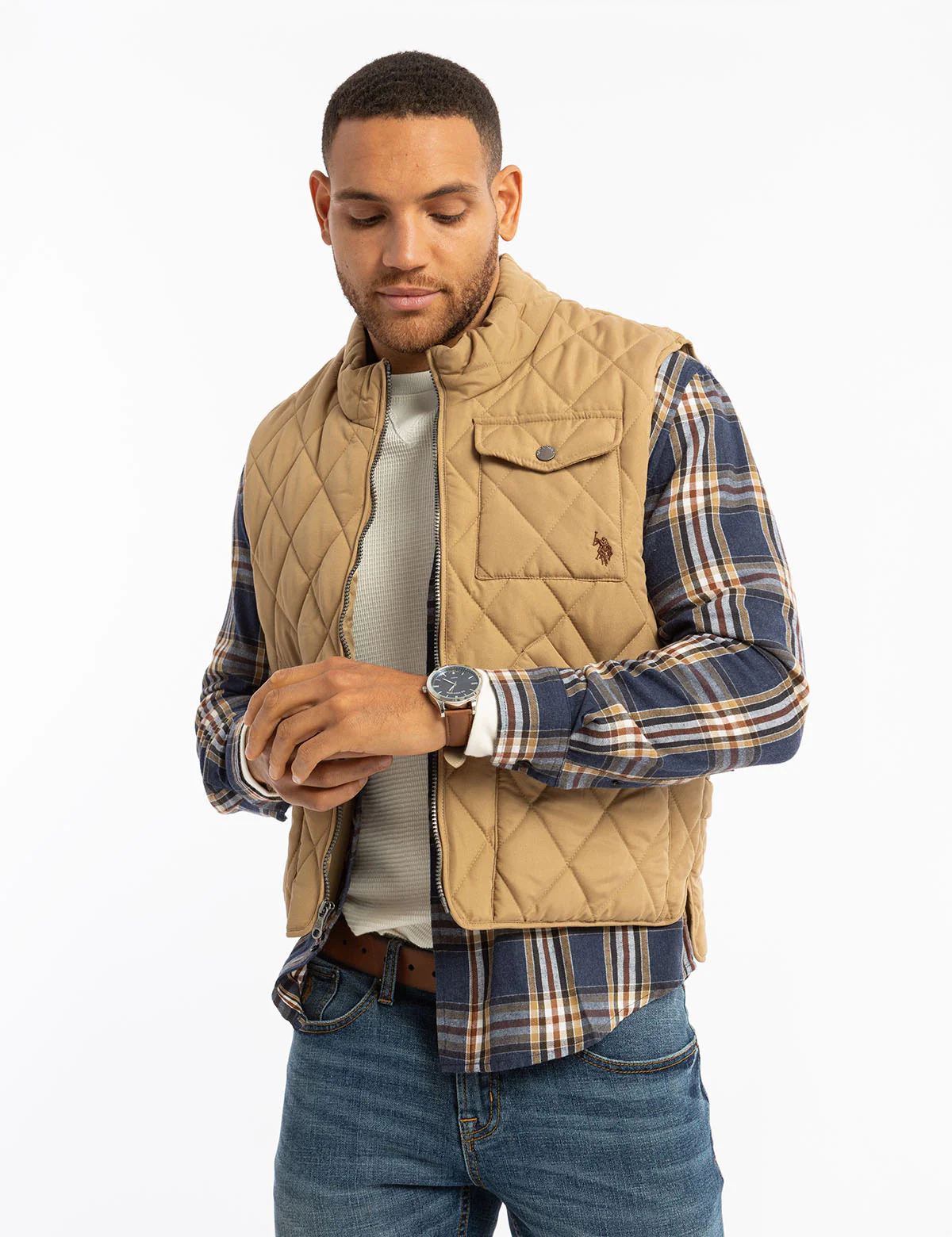 

Жилет U.S. Polo Assn Diamond Quilted, коричневый