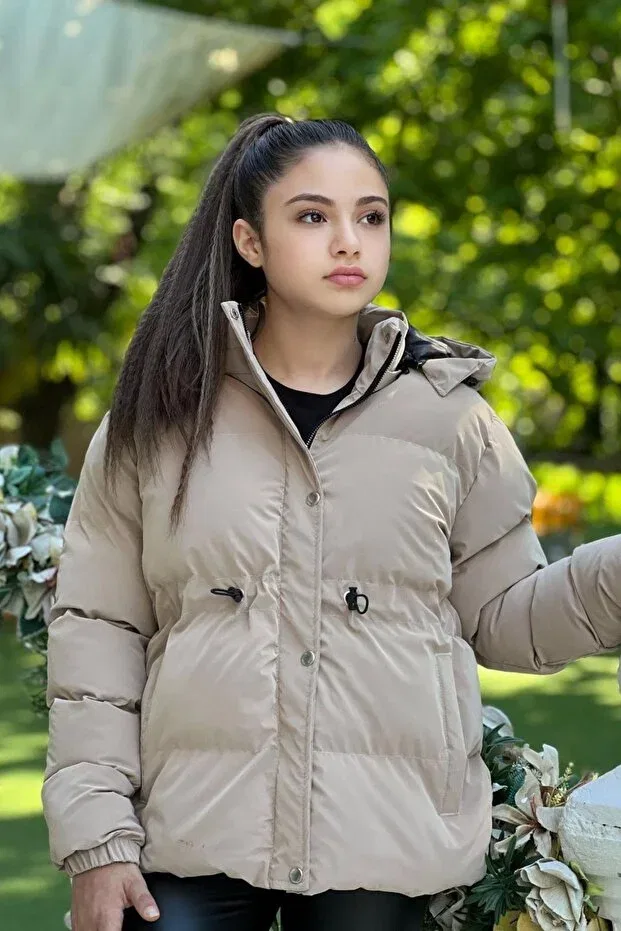 Детское зимнее пальто для девочек с капюшоном водонепроницаемое Pina Kids, Beige