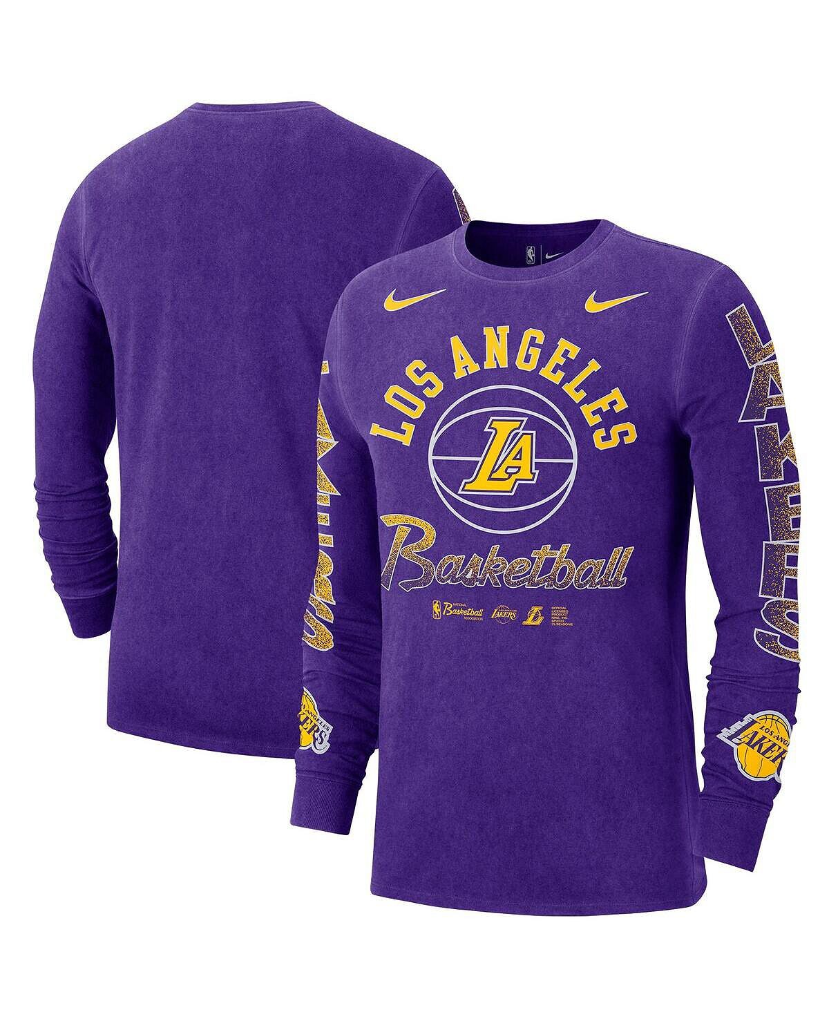 

Мужская фиолетовая футболка с длинным рукавом los angeles lakers courtside retro с приподнятыми краями Nike, фиолетовый