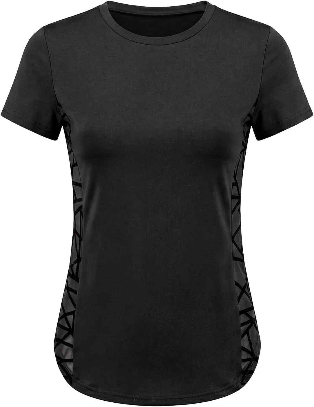 Женская футболка для йоги с боковыми вырезами, Black