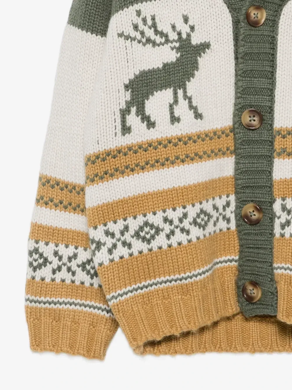 Кардиган с оленями в технике интарсии и узором Fair Isle Bonton, белый — фото 3