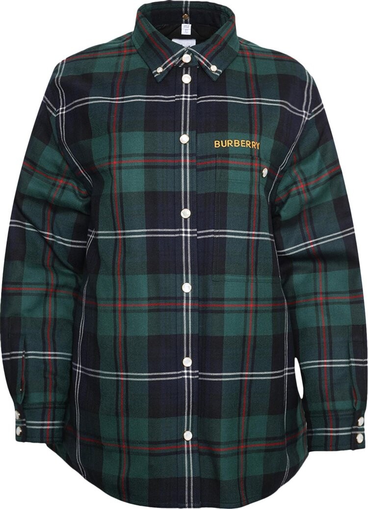 

Рубашка Burberry Embroidered Logo Check Overshirt Dark Viridian Green, зеленый