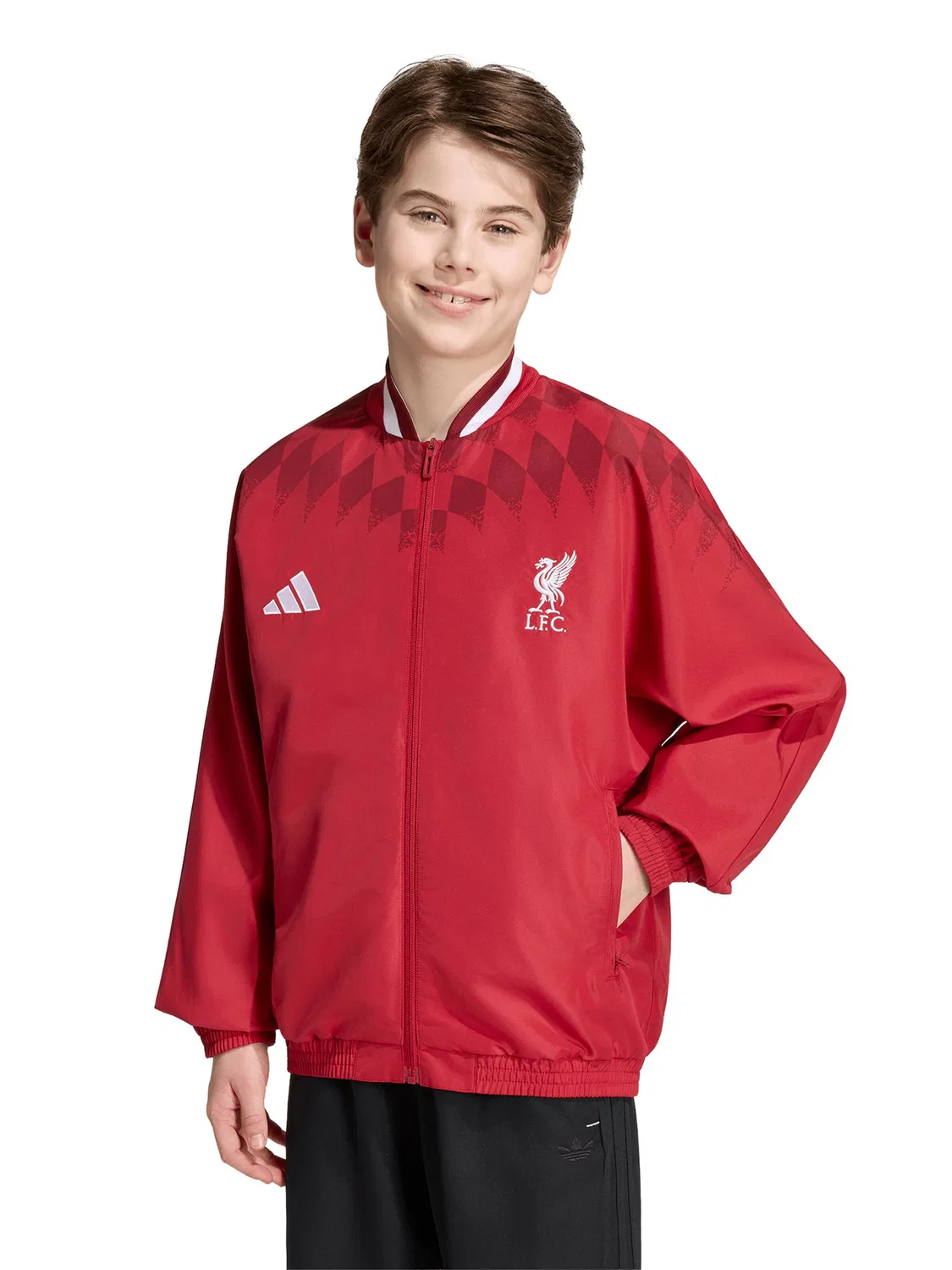 Спортивная куртка Adidas Performance FC Liverpool Stadium красного и бордового цвета — фото 2