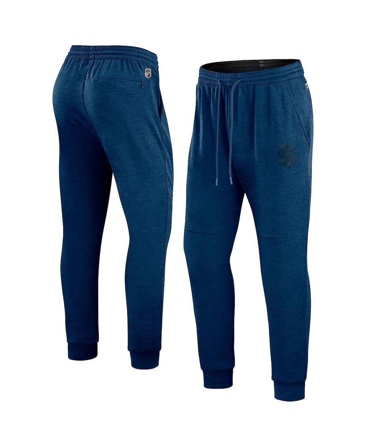 Мужские фирменные спортивные штаны heather deep sea blue seattle kraken authentic pro road jogger Fanatics, мульти - фото