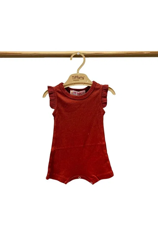 Детское боди-комбинезон для девочек хлопковый Tiffany baby organic theme frilly rompy 88089 Tiffany Baby Kıds, Burgundy