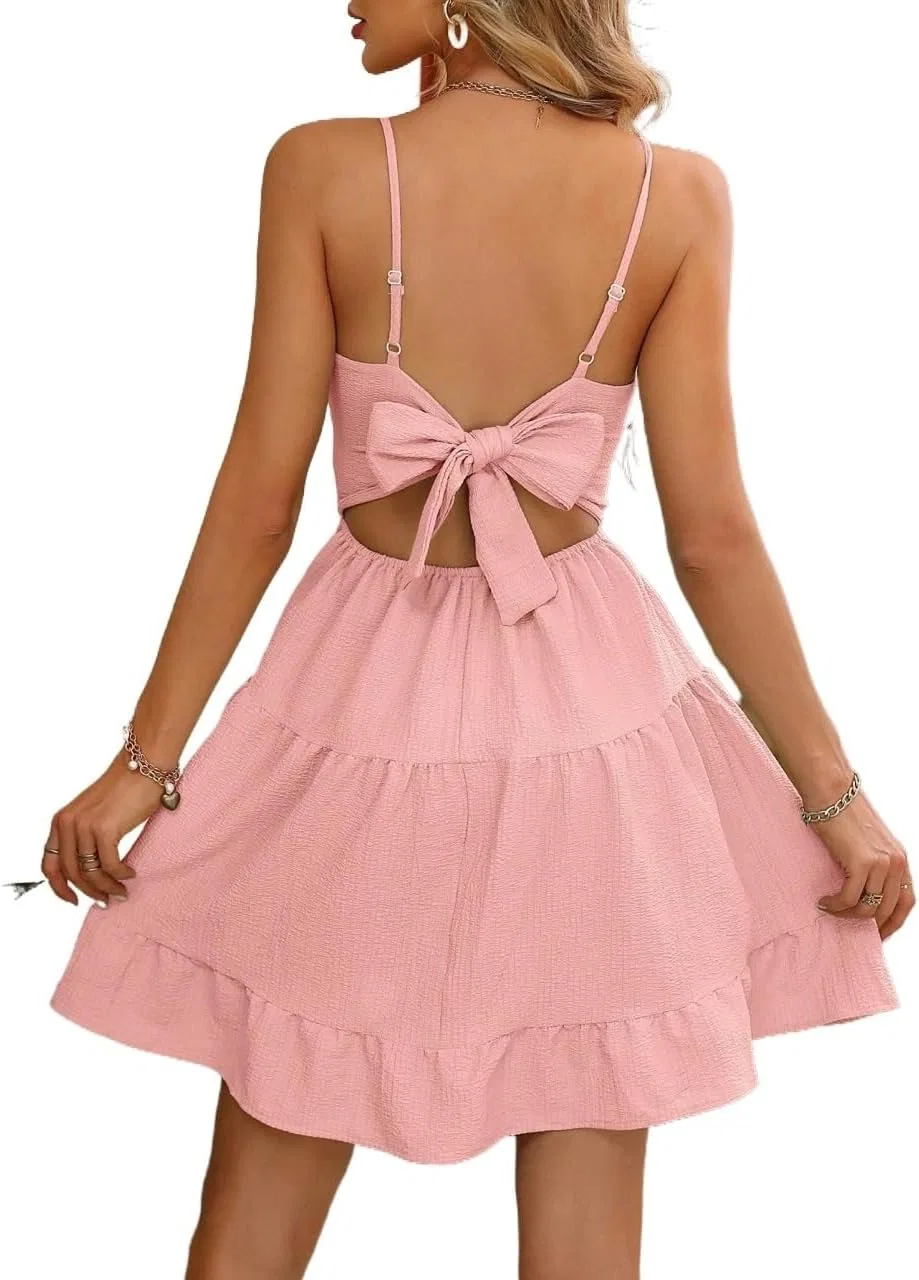 Женское короткое cami платье с воланами, Pink