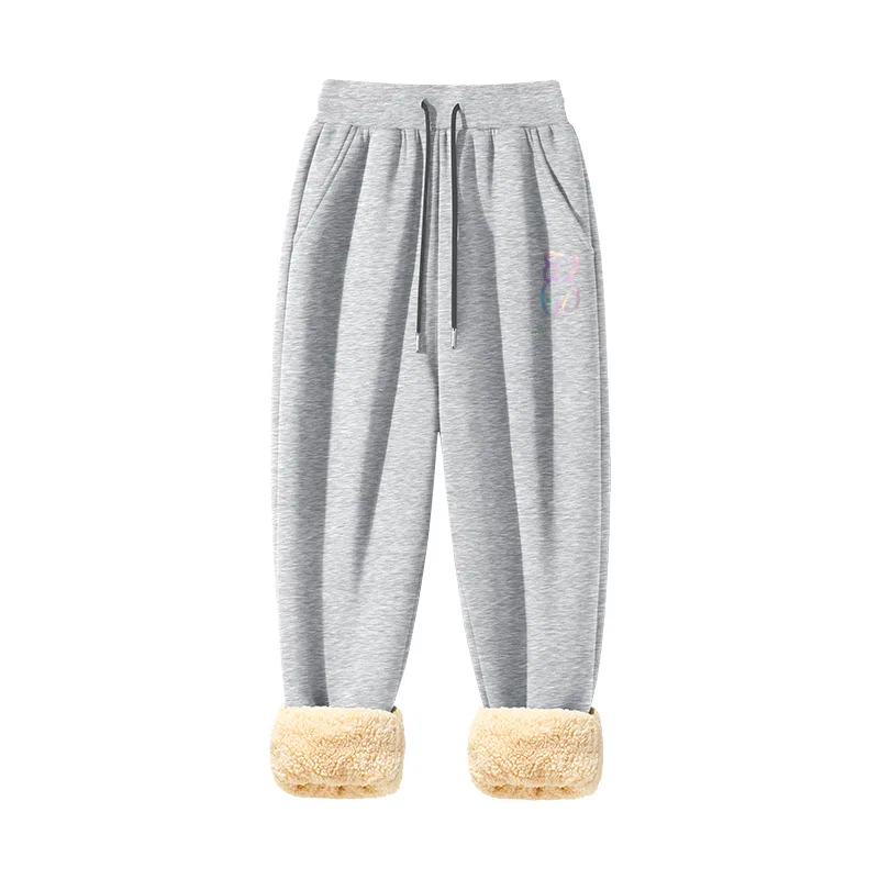 Детские штаны утепленные на флисе Dazzling Color Bear Pants Label MINISO, Thickened And Fleece Lined Gray