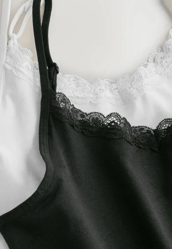 Комплект из 2 ночных рубашек с регулируемыми бретелями, 2 pack - nightie, Next, черный, белый — фото 4
