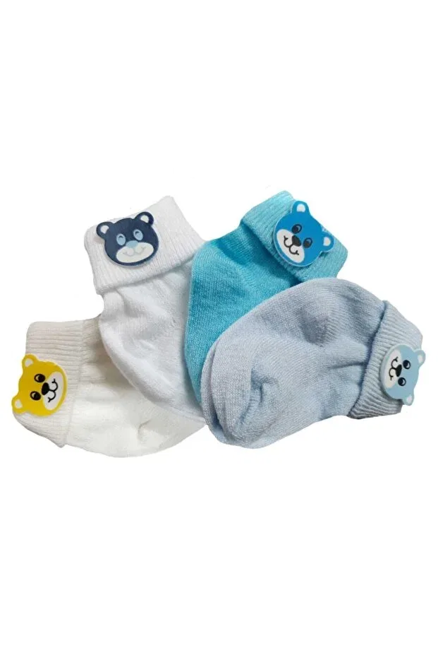 Детские носки для новорожденных с аксессуарами Baby Bakkal, Ecru - White - Blue - Turquoise — фото 2