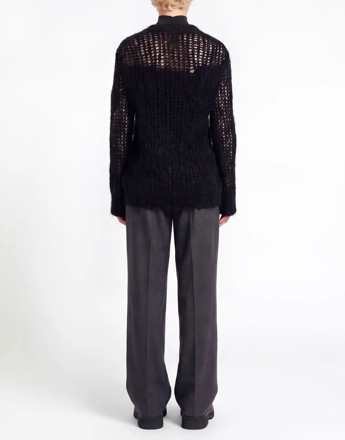 Женский джемпер ажурной вязки Acne Studios, черный — фото 3