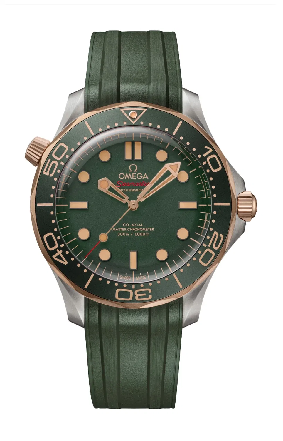 SEAMASTER DIVER 300М 42 ММ, ТИТАН‑БРОНЗОВОЕ ЗОЛОТО НА РЕЗИНОВОМ РЕМЕШКЕ - 210.92.42.20.10.001 OMEGA, серебряный