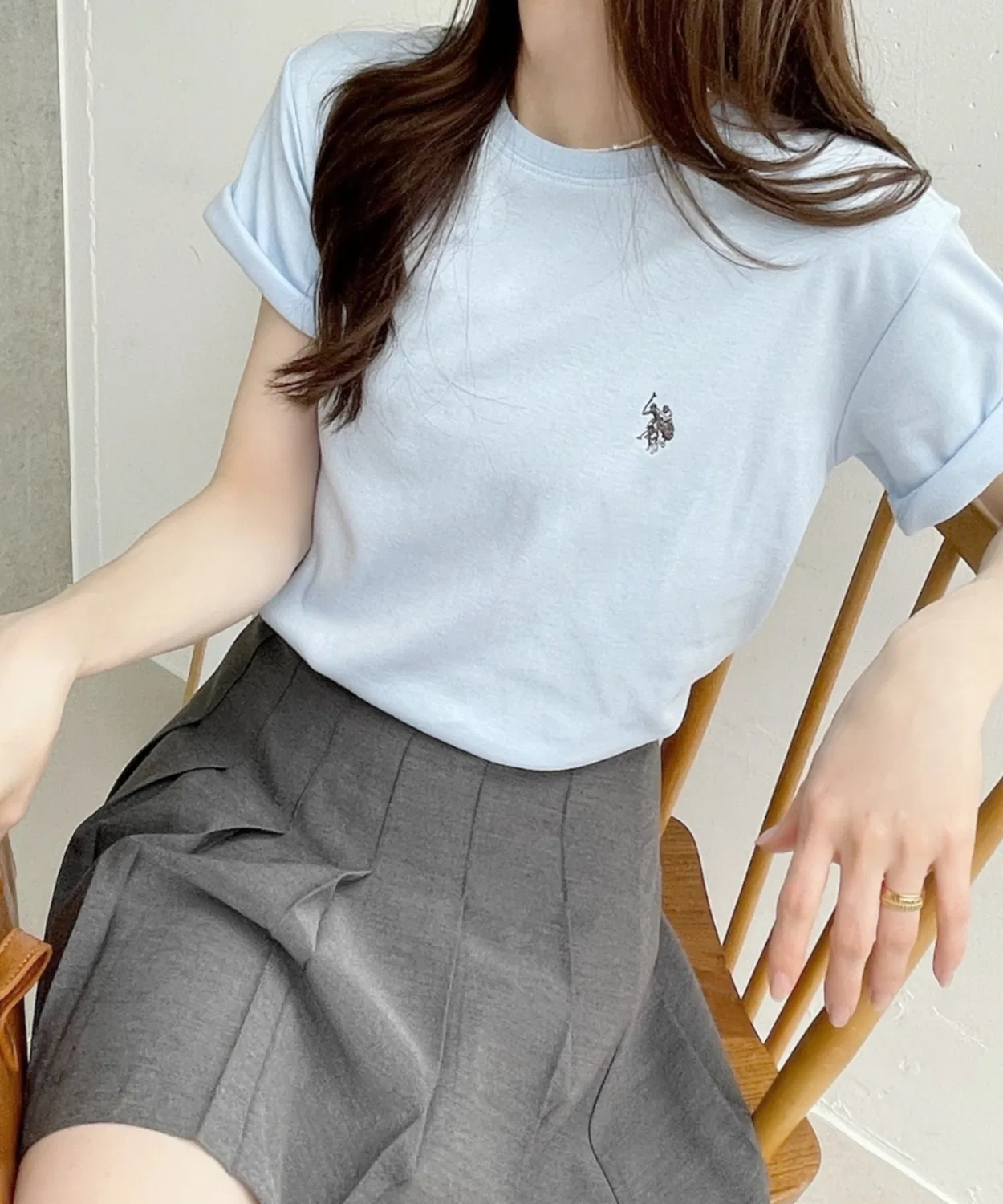 Женская футболка с длинным рукавомиз гладкой ткани U.S. POLO ASSN., Light Blue