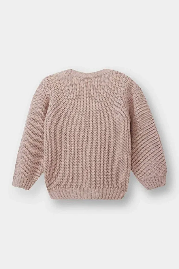 Детский кардиган для девочек с V-образным вырезом Defacto, Rose Dried — фото 3