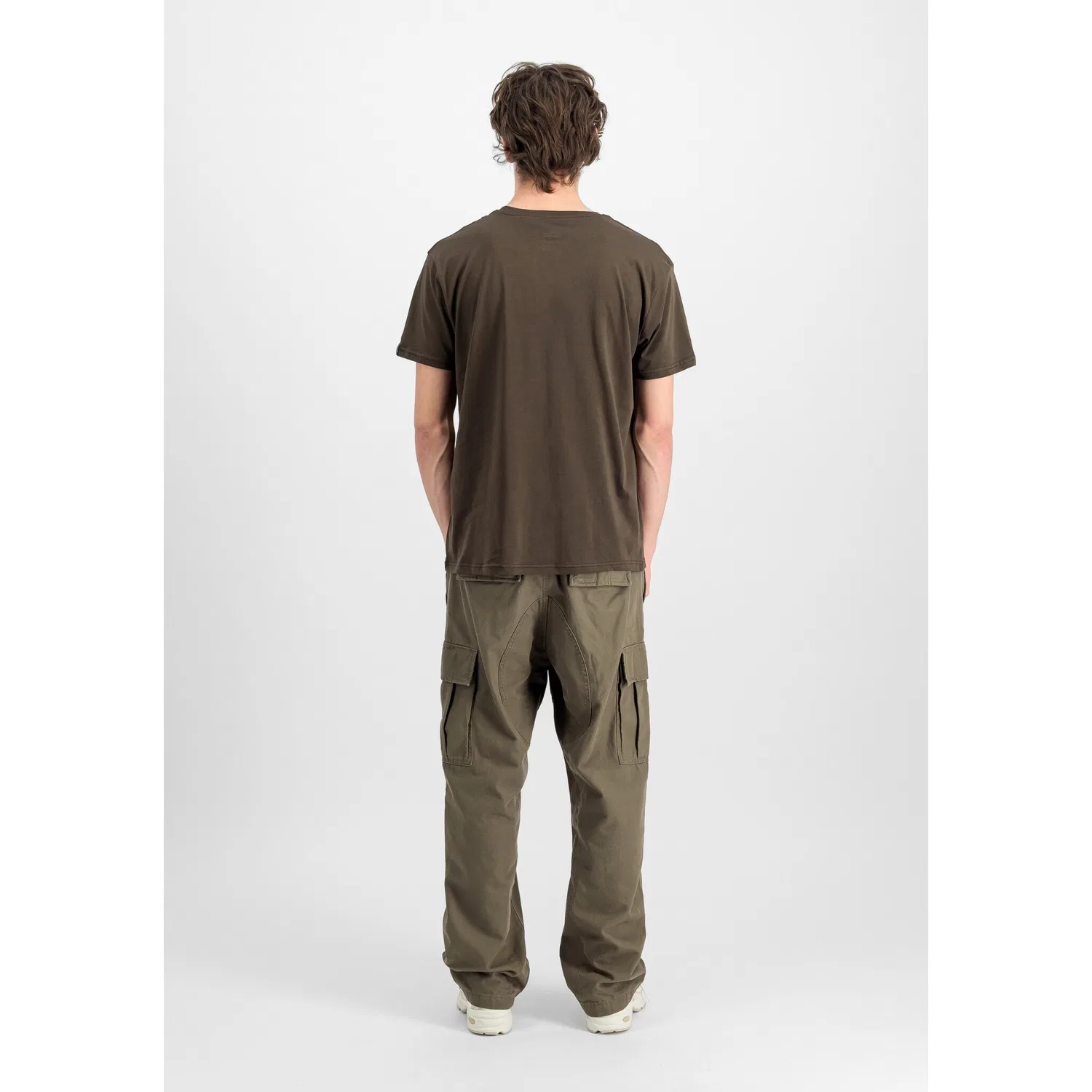 Детские футболки с круглым вырезом Alpha Industries, Black Olive/Jet Stream White — фото 4