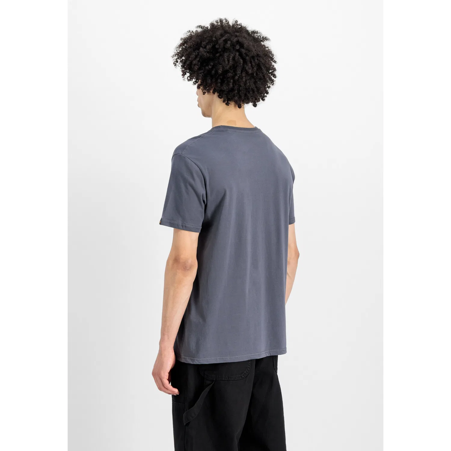 Детская хлопковая футболка с принтом Alpha Industries, Grey Black/Black — фото 2
