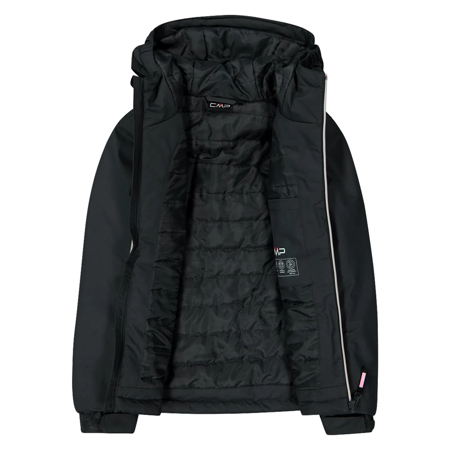 Детская ветрозащитная куртка Kid G Jacket Fix Hood Cmp, Schwarz Stahlgrau — фото 3