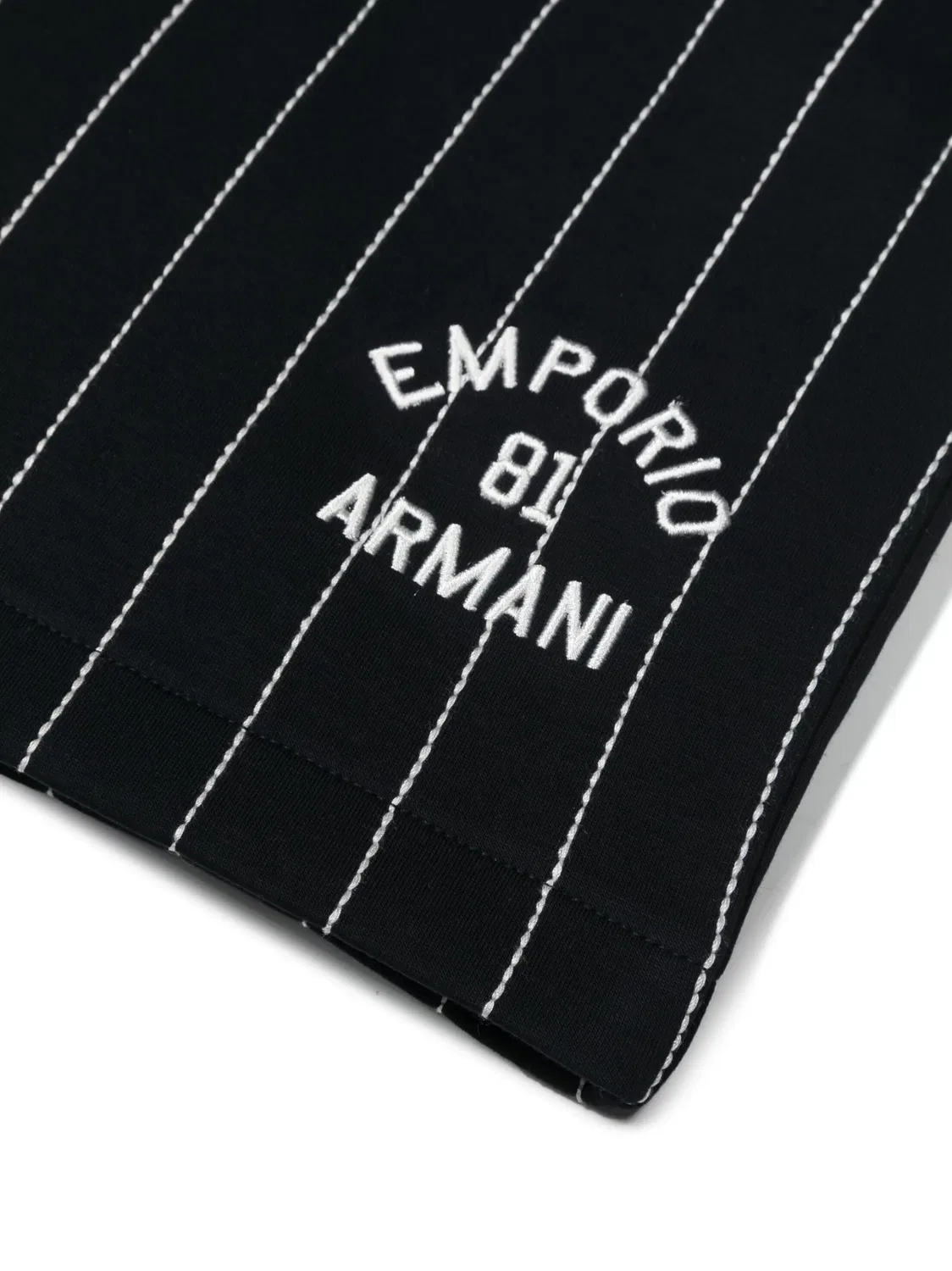Шорты с вышитым логотипом в полоску Emporio Armani, темно-синий — фото 2