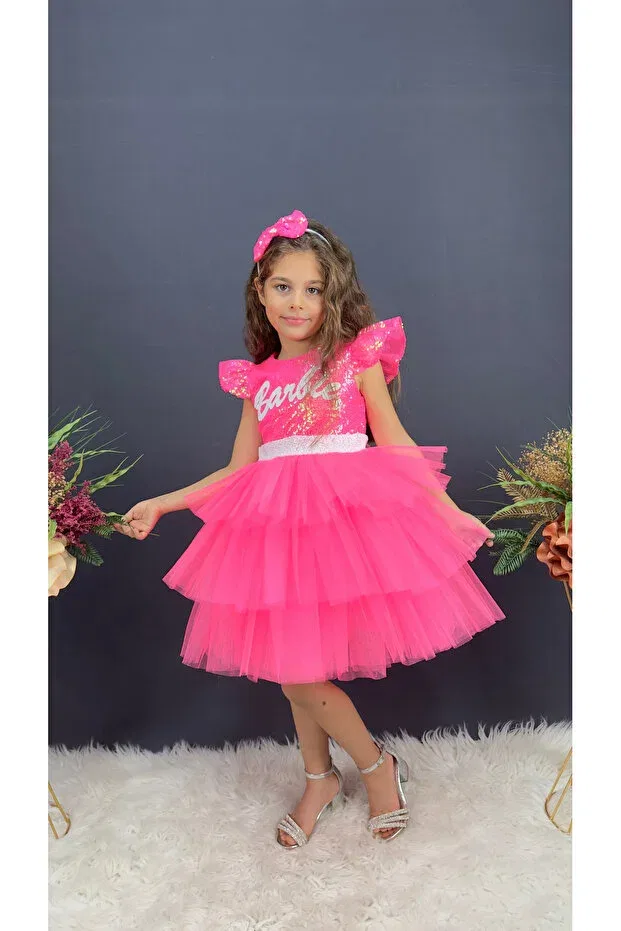 Детское платье для девочек без рукавов Crowned birthday party evening dress Delfini Kids, Pink — фото 3