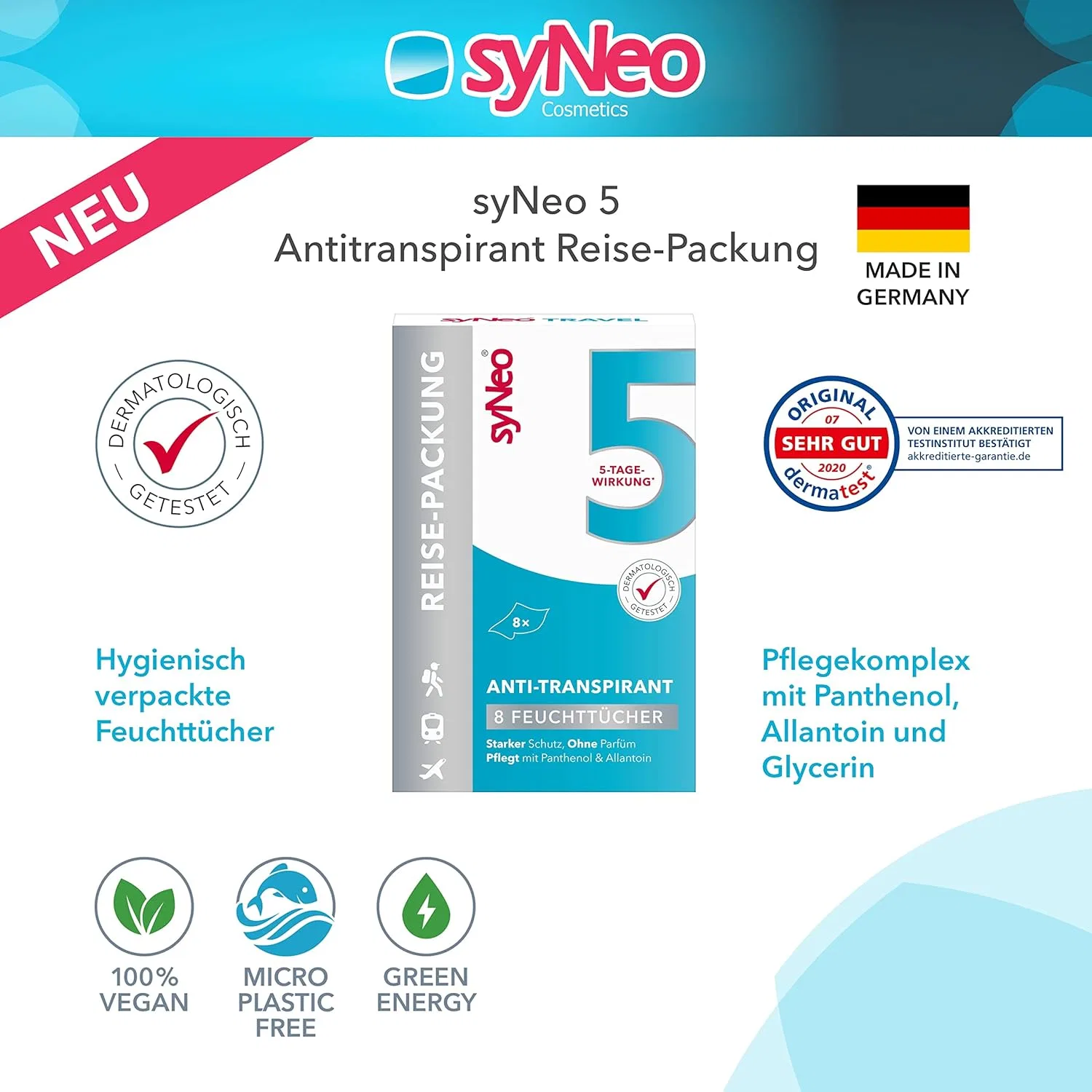 Антиперспирант-салфетки syNeo 5, 6 упаковок по 48 салфеток 2,5 мл, без запаха — фото 2