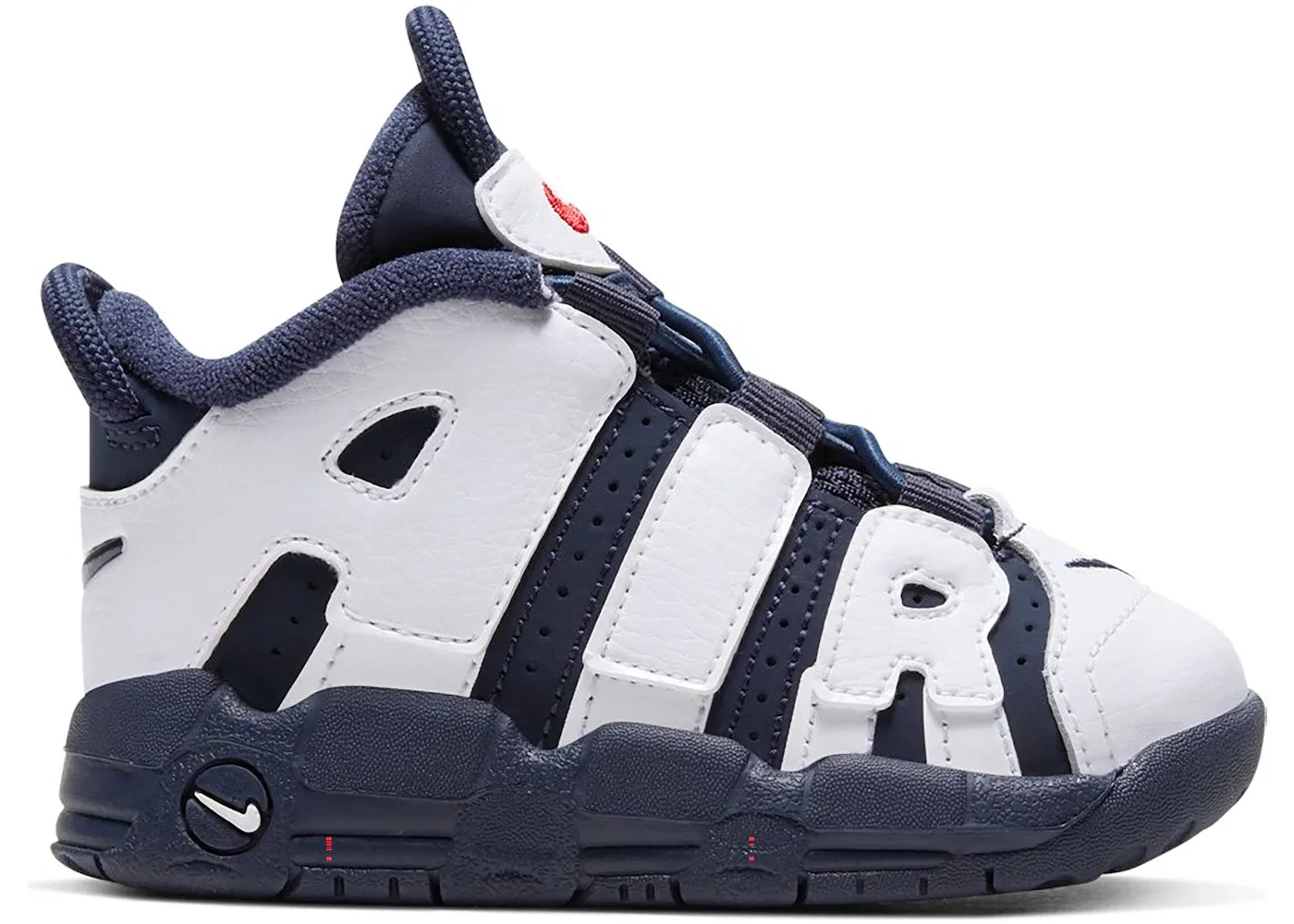 Детские кроссовки с принтом Nike Air More Uptempo Nike, White/Metallic Gold-University Red-Midnight Navy