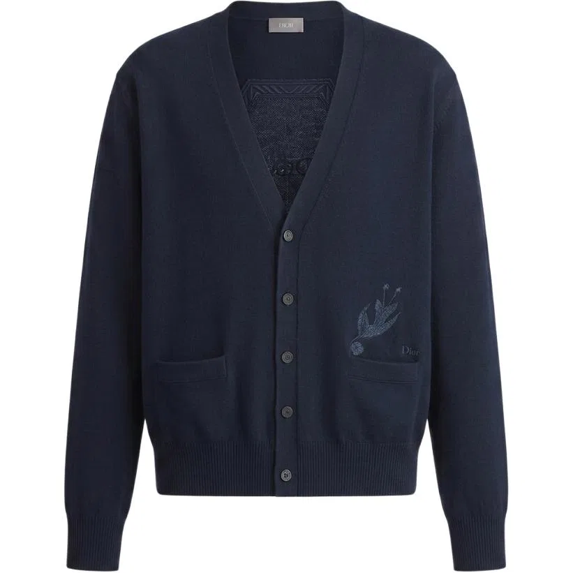 Мужской свитер с V-образным вырезом Navy Blue DIOR, Navy Blue