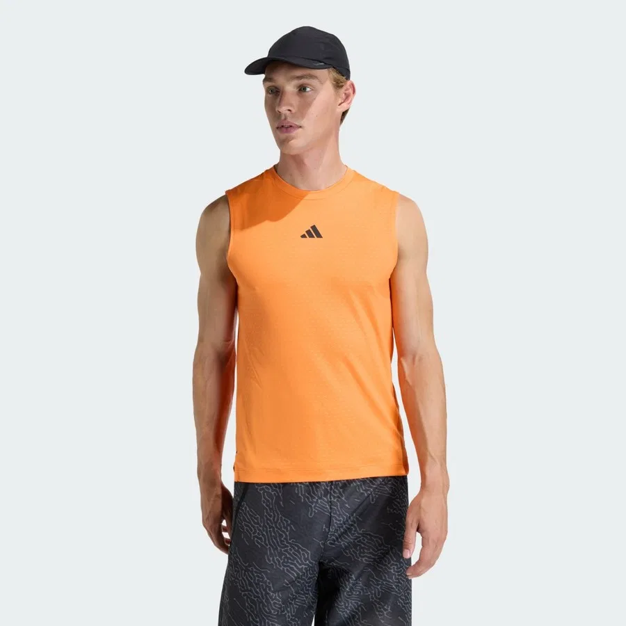 Спортивная майка-безрукавка с принтом D4T PrimeLift 3 Stripes adidas, Серый
