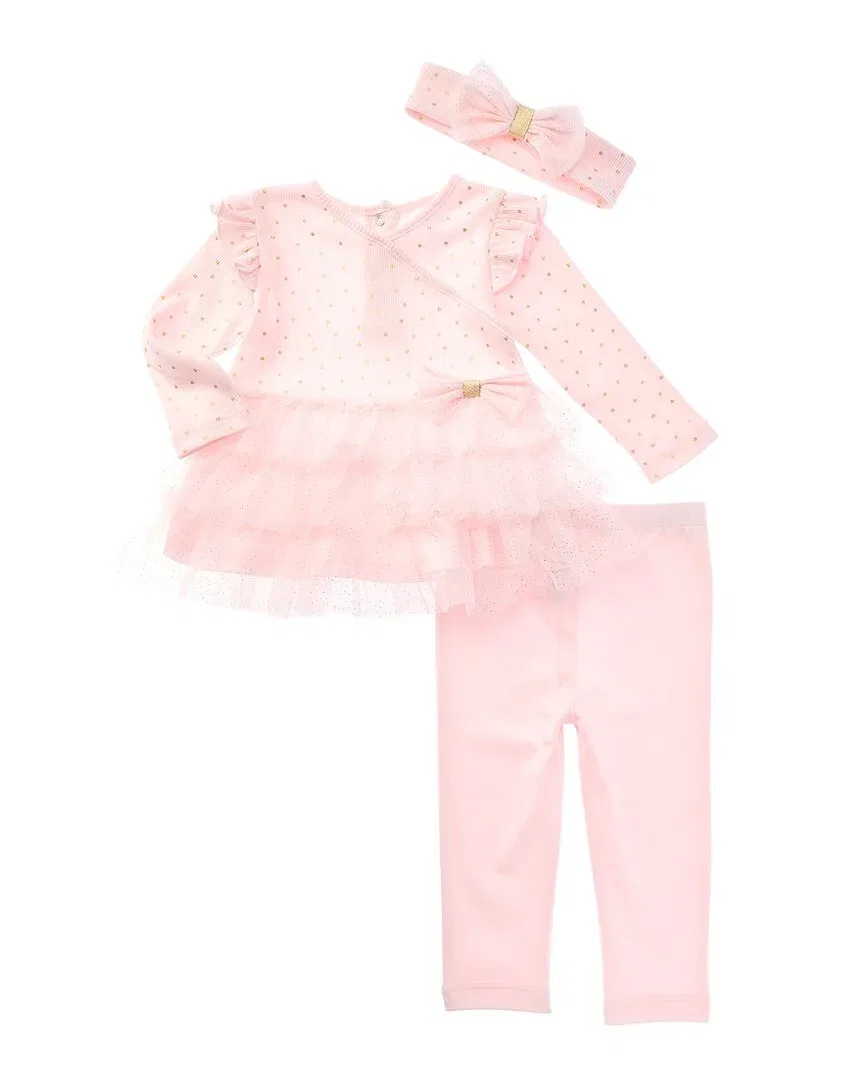Детский комплект для девочек с пачкой Little Me Dot Shine, розовый
